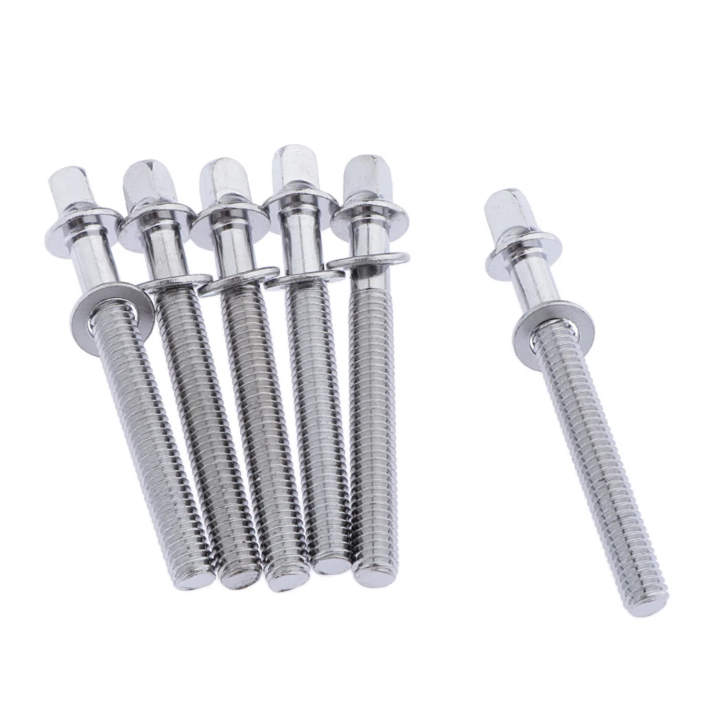 6x NEW Silver Drum Tension Rods with Washers for Snare Drum Build Parts
