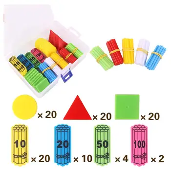 

196Pcs/Set Counting Sticks Rod Triangle Square Disc Math Teaching Aids with Box