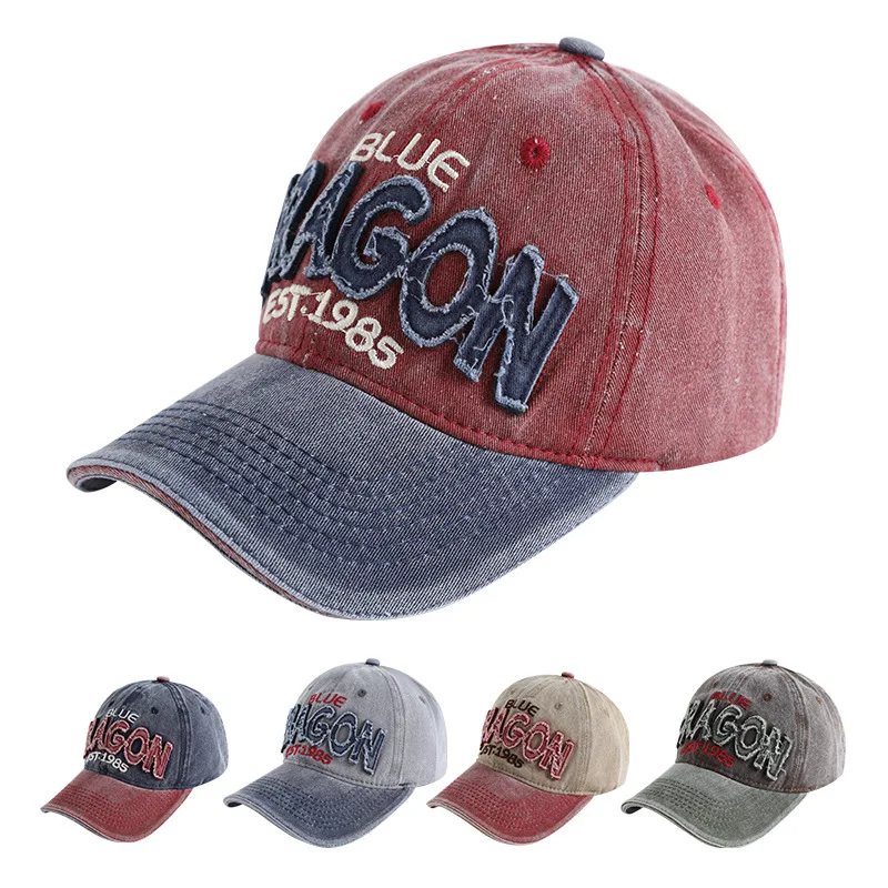 

Hat Men Spring Summer Korean-style College Style Baseball Cap Outdoor Versitile Fashion Lettered Washing Cowboy Brim Hat Women's