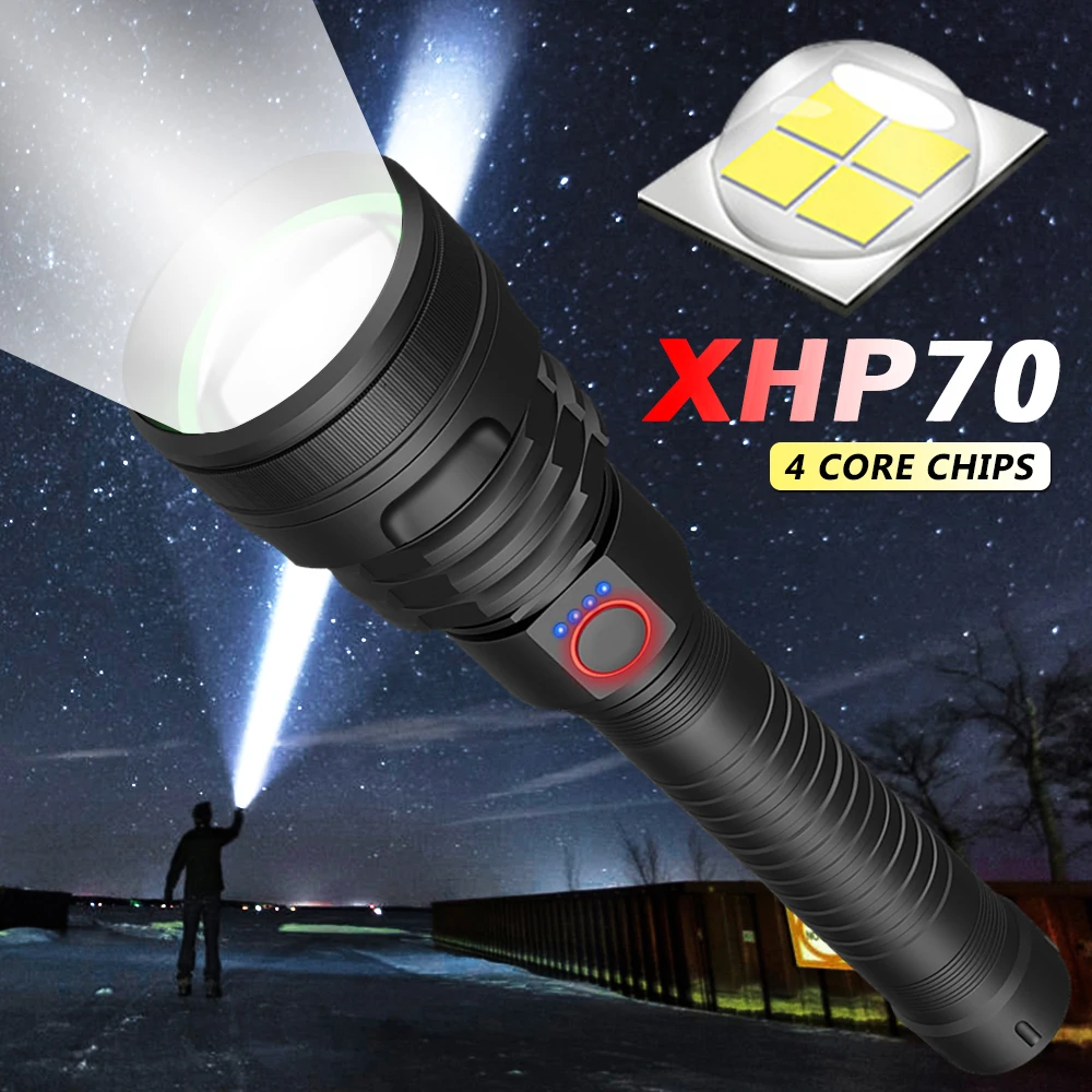 Супер мощный XHP70 X Lamp фонарик Тактический Tlashlight USB Перезаряжаемый фонарь