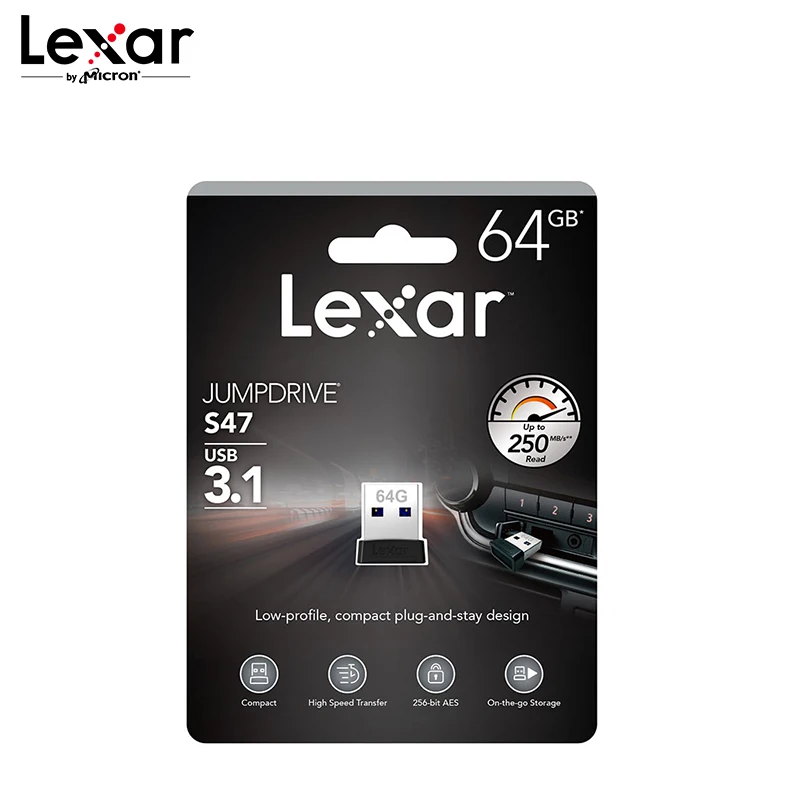 Lexar JumpDrive S47 флеш-накопитель USB 3,0 128 Гб 64 Гб оперативной памяти, 32 Гб встроенной памяти, высокая скорость мини флэш-накопитель USB 3,0 флэш-накопитель до 100 МБ/с. U диск для ПК