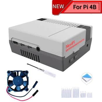 

New NES4Pi NES Style Case Kit ABS Functional Cooling Fan Heatsinks Screwdrivers Only for Raspberry Pi 4 B ( 4 Model B )