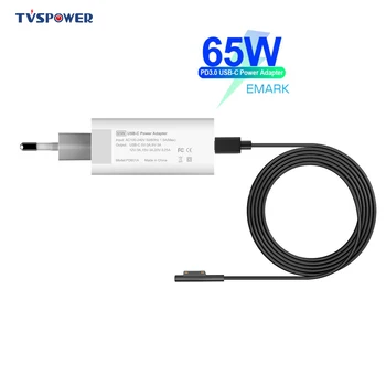

65W 15V USB PD to Surface Type C Power Supply Laptop Adapter for Microsoft Surface Pro 6/5/4/3 Go Book 44W/36W Laptop Charger
