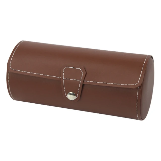 3 Slots Watch Roll Travel Case Chic Portable Vintage Leatherette Display Watch Storage Box with Slid in Out Watch Organizers B2
