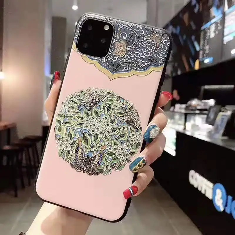 Чехол для OPPO K1 R15X RX17 Neo AX7 K3 Realme X A9 F11 Pro Reno 2 A7 A5S китайский стиль тиснение чехлы задняя крышка Fundas телефон Coque - Цвет: 201