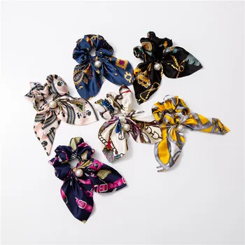 

New Chiffon Bowknot Elastic Hair Bands For Women Girls Pearl Scrunchies Headband Hair Ties Ponytail Holder Hair Accessories