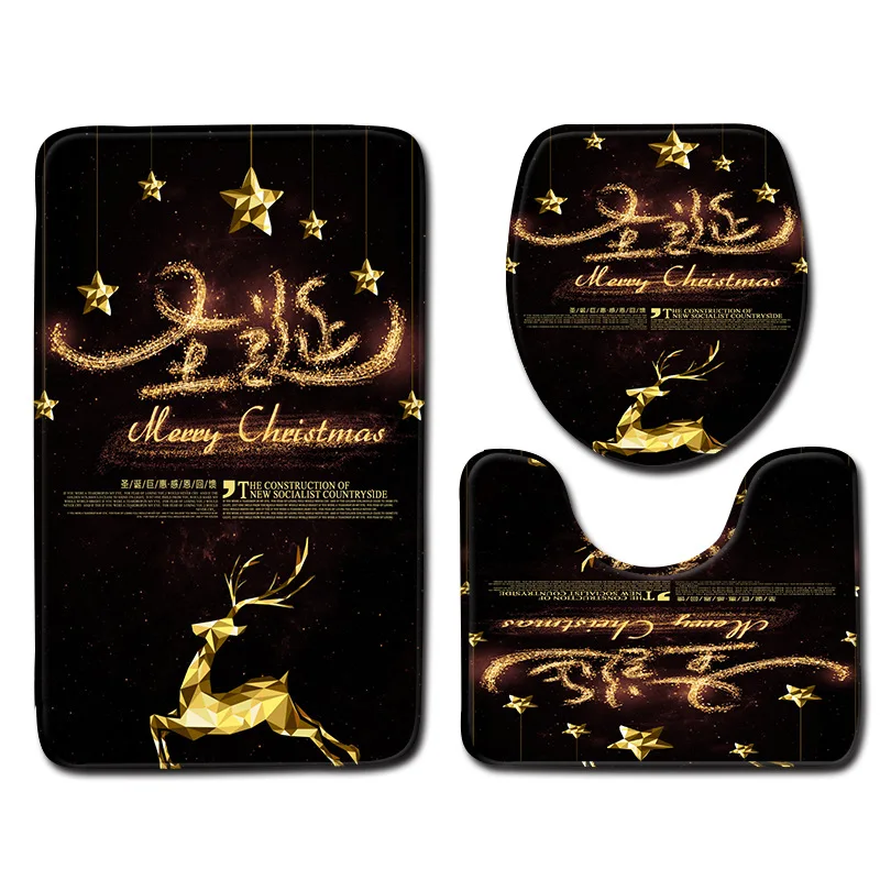 SD05 Zeegle Merry Christmas Набор ковриков для украшения ванной комнаты, нескользящий коврик для крышки унитаза, водопоглощающий напольный ковер, коврик для двери - Цвет: SD05