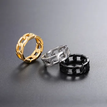 

Ring male titanium steel personality single cool pattern version of the trendy net red simple tail ring lettering personalized