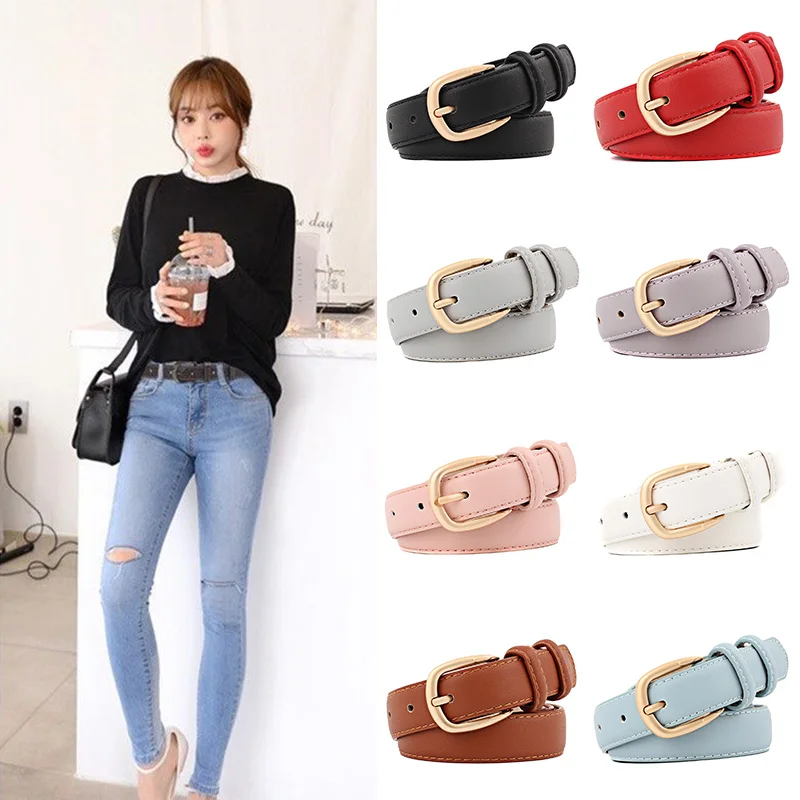 

Fashion Female Solid Color Belt Adjustable Wide Long PU Belt Lady Jeans Dark Grain Alloy Pin Buckle Belts Cinturones Para Mujer