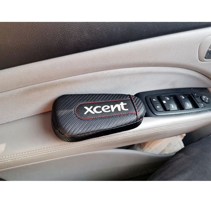 Автомобильный Стайлинг для hyundai Xcent, 1 шт., углеродное волокно, кожа, подушка для ног, наколенник, подлокотник, Накладка для интерьера, автомобильные аксессуары