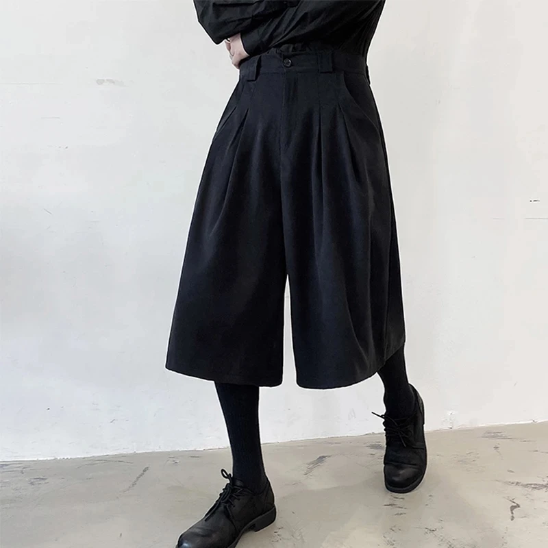 Men's Wide Leg Pants Spring/Summer New Gothic Dark Harajuku High Street Fashion Casual Super Loose Large Size Seven Pants