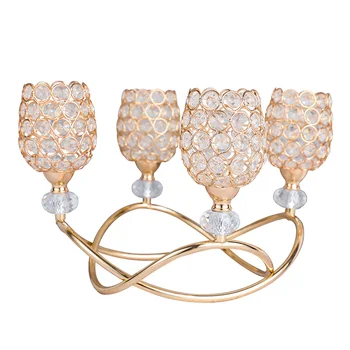 

Crystal Candle Holders 4 Arms With 4 Holders Candelabra Holder Decorative Centerpieces for Living Room Dinning Decoration CF001