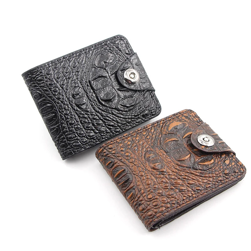 

New style men's short wallet large capacity multi-card crocodile pattern magnetic buckle wallet mini business credit card holder