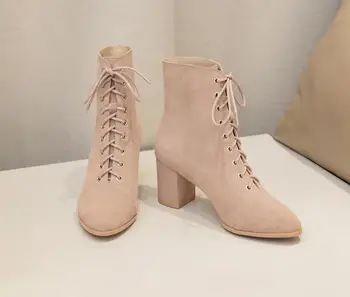 

Martin boots female 2019 new autumn and winter short boots with high-heeled thin women's boots thick with wild and bare boots