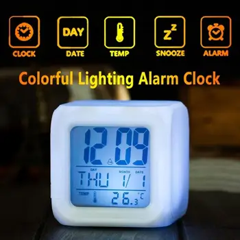 

LED Clock Calendar Countdown LED Alarm Clock Table Cube Clock Decoration Home Thermometer