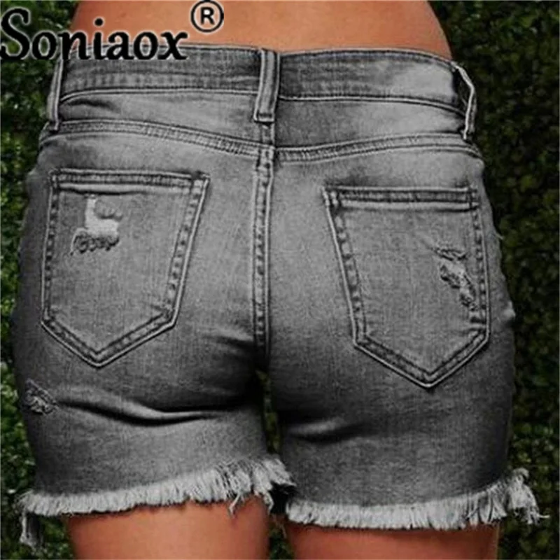2021 Summer Hot Shorts Women Jeans High Waist Denim Shorts Fringe Frayed Ripped Denim Shorts For Ladies Jean Shorts With Pockets