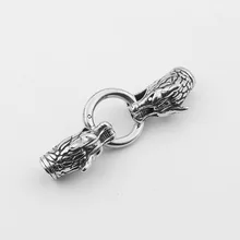 Jewelry Making Stainless Steel Wolf Heads Stopper Connector Spring Clasp For 6mm Round Leather Cord Bracelet Necklace Jewelry