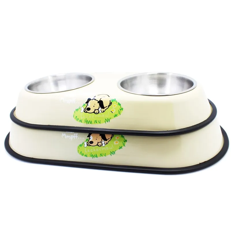 

New Stainless Steel Feeder Dog Drinking Big Double Bowl Easy Take Food/Water Feeder Puppy Dog Cat Bowl Top Quality