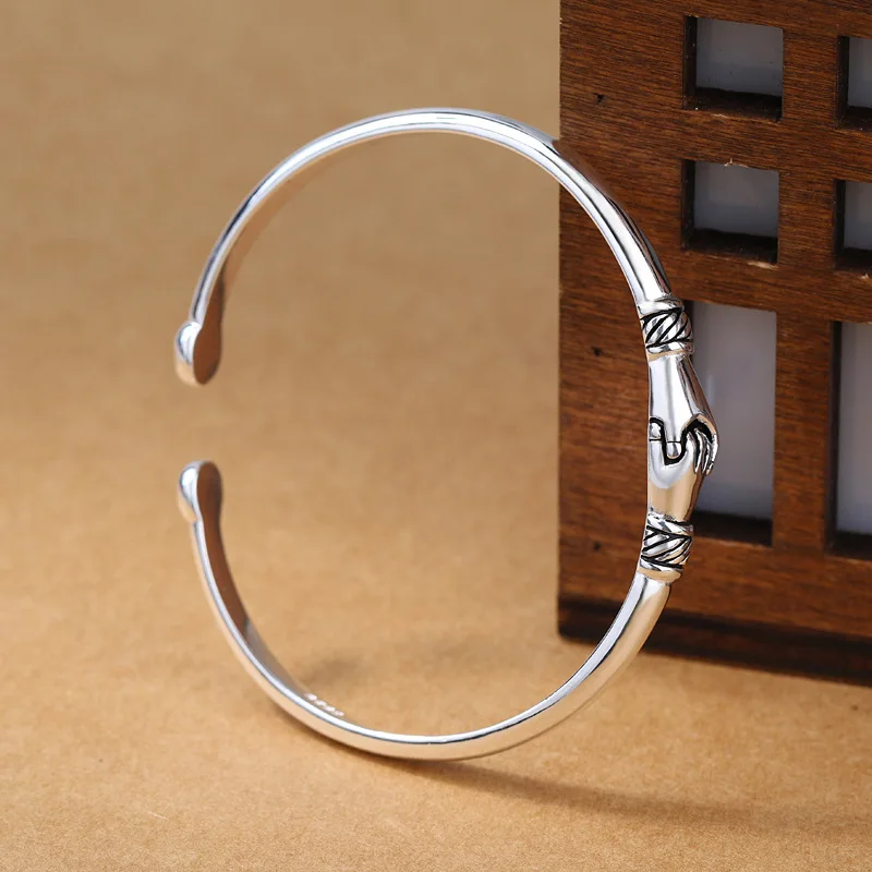 XIYANIKE Стерлинговое Серебро 925 пробы винтажный рукопожатие креативный браслет для женщин Модный очаровательный свадебный ювелирный регулируемый