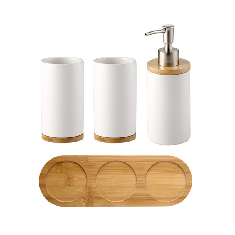 2Cup--1Bottle UNTIOR 3PCS Ceramic Bathroom Accessories Set Fashion Soap Dispenser Toothbrush Holder Tumbler Ceramic Household Bathroom Product - Цвет: 2Cup--1Bottle