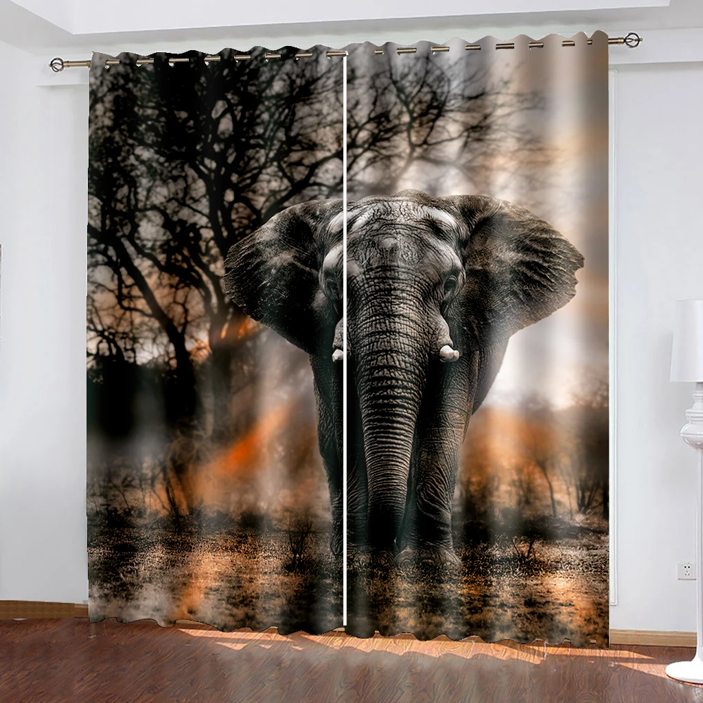 

Elephant Window Curtains Modern Living Room Decoration Curtain for Bedroom Home Decor Blackout Curtains Curtains for European