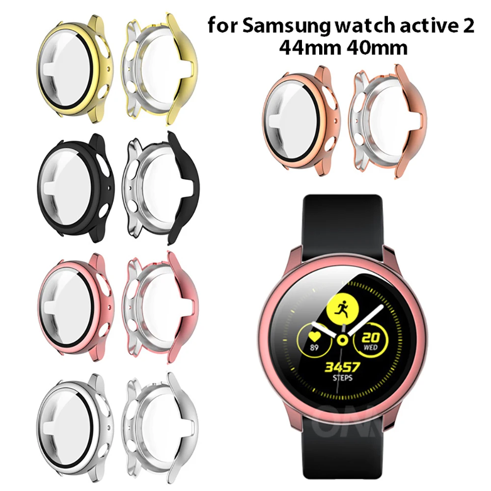 Чехол для Samsung galaxy watch active 2 44 мм 40 полное покрытие бампер чехол с закаленным