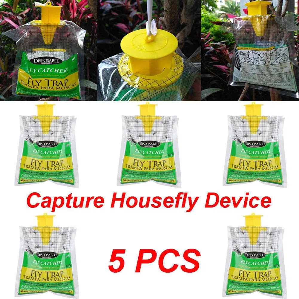 

HOT 5 Pcs Disposable Fly Trap Non Toxic Outdoor Insect Killer Catcher Bag Pest Control LSF