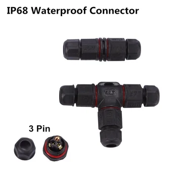 

12-14MM Waterproof Cable Connector IP68 Wire L25 Outdoor Electrical Terminal LED Adapter 3pin I T Shape Connector