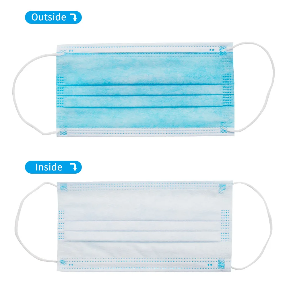 

100Pcs Disposable Protective Mouth Masks Earloops 3 Layers Face Masks Anti virus Anti Dust Gas Mask Filter N01055