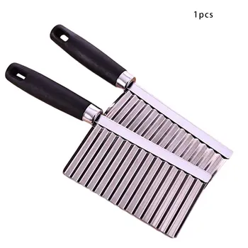 

Stainless Steel Potato Chip Slicer Dough Vegetable Fruit Crinkle Wavy Slicer Knife Potato Cutter Chopper
