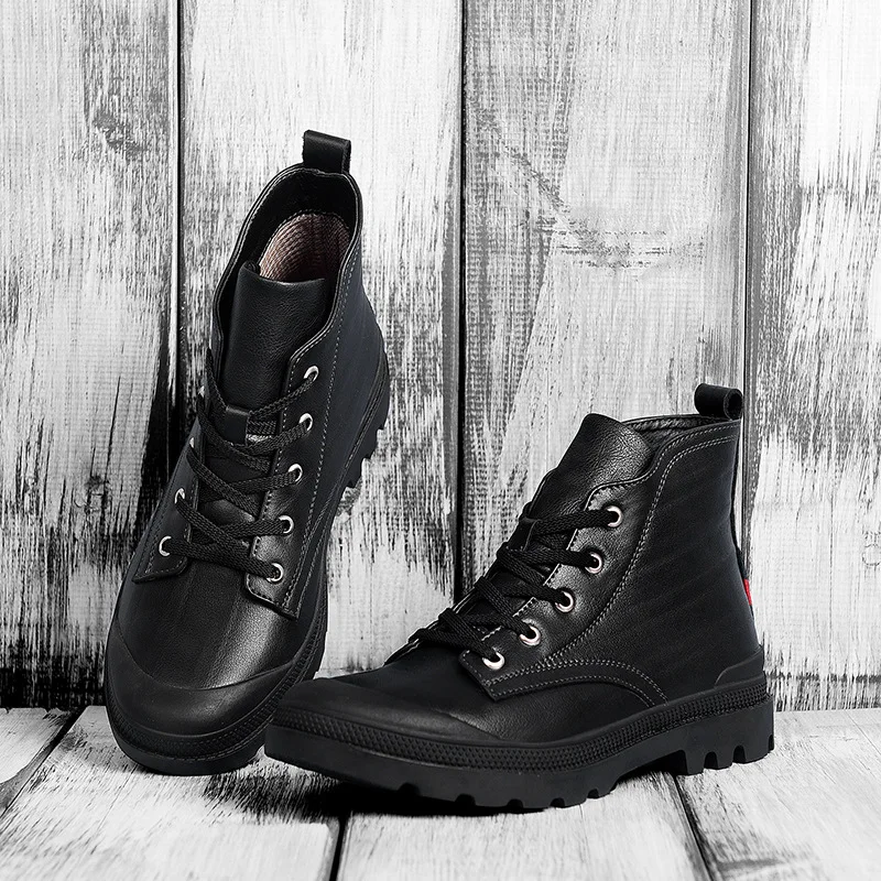 

2019 New Style Casual Leather Boot Men's Genuine Leather Cowhide plus Velvet Men's Fashion MEN'S Casual Shoes Autumn And Winter