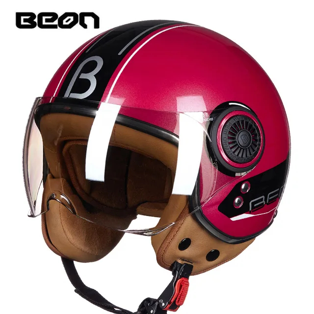 BEON мотоциклетный шлем 3/4, шлем для скутера, шлем для мотокросса, винтажный Ретро головной убор, ECE Casco с ветрозащитным козырьком B110 - Цвет: 19
