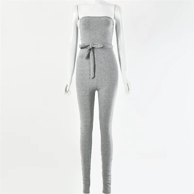 Хлопок с открытыми плечами sash bodycon Комбинезоны женские комбинезоны осень комбинезоны трикотажный джемпер комбинезоны без бретелек ребристый комбинезон