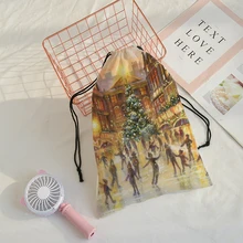 Подарок карман счастливый Рождественский Рисунок сумка Рождественский подарок на шнурке сумки для женщин многостильный туристический рюкзак wolesale