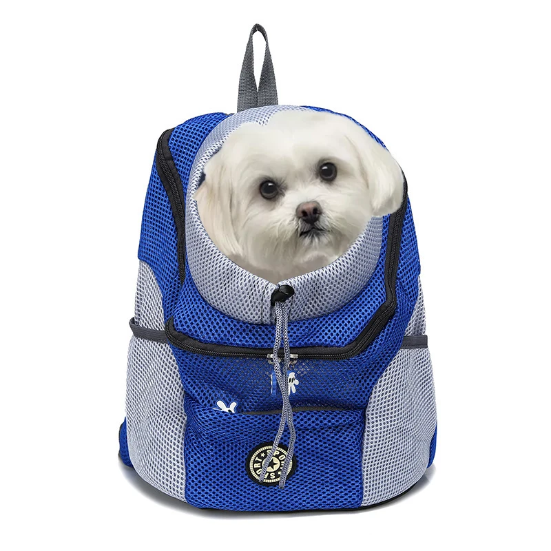 2020 nuevo doble hombro portátil de viaje mochila al aire libre bolsa de transporte perro mascota frente perro bolsa de malla de mochila de la venta al por mayor