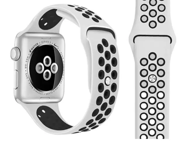 Серия 1/2/3/4/5 спортивный силиконовый ремешок для наручных часов Apple Watch 38 мм/42 мм 40 мм 44 мм резиновый браслет для наручных часов iwatch, браслет - Цвет ремешка: whiteblack