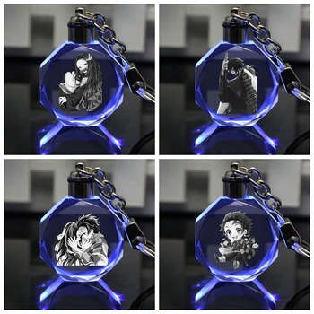 

Kimetsu no Yaiba Crystal Seven-Color Light Keychain Star Anise LED Buckle Pendant Kamado Tanjirou Adult Anime Pendant Accessory