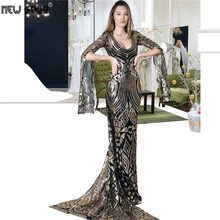 К требованиям заказчика; сверкающие; вечернее платье с блестками Элегантные мусульман, с длинным рукавом платье выпускного вечера платья на заказ Robe De Soiree среднего восточные свободные платья