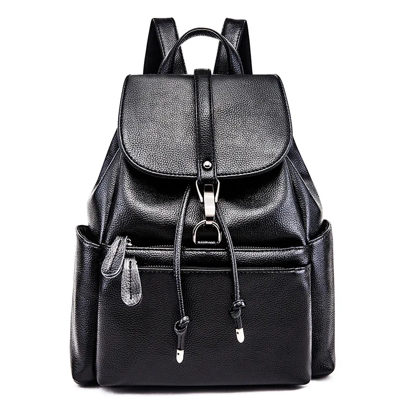 

2019 New Style with Leather Backpack Women's Korean-style Fashion Simple Casual Travel Bag Versatile School Bag Backpack Women's