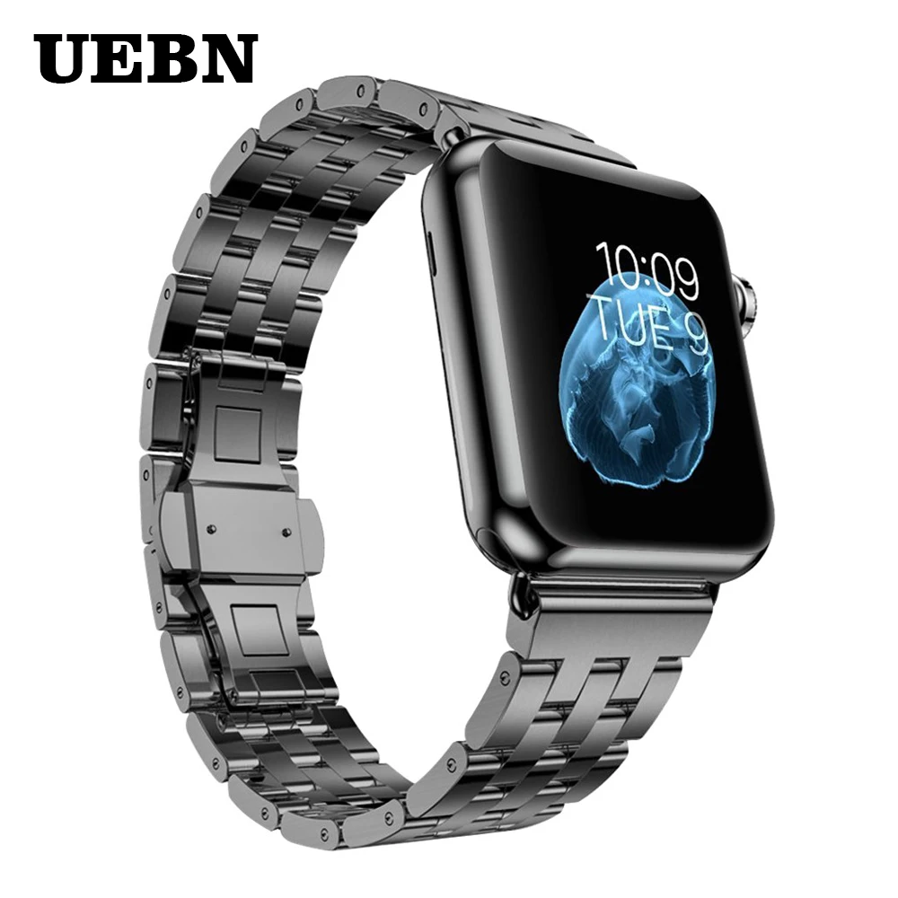 UEBN браслет из нержавеющей стали для Apple watch Series 1 2 3 4 металлический ремешок для iWatch 44 мм 42 мм 40 мм 38 мм ремешки для часов
