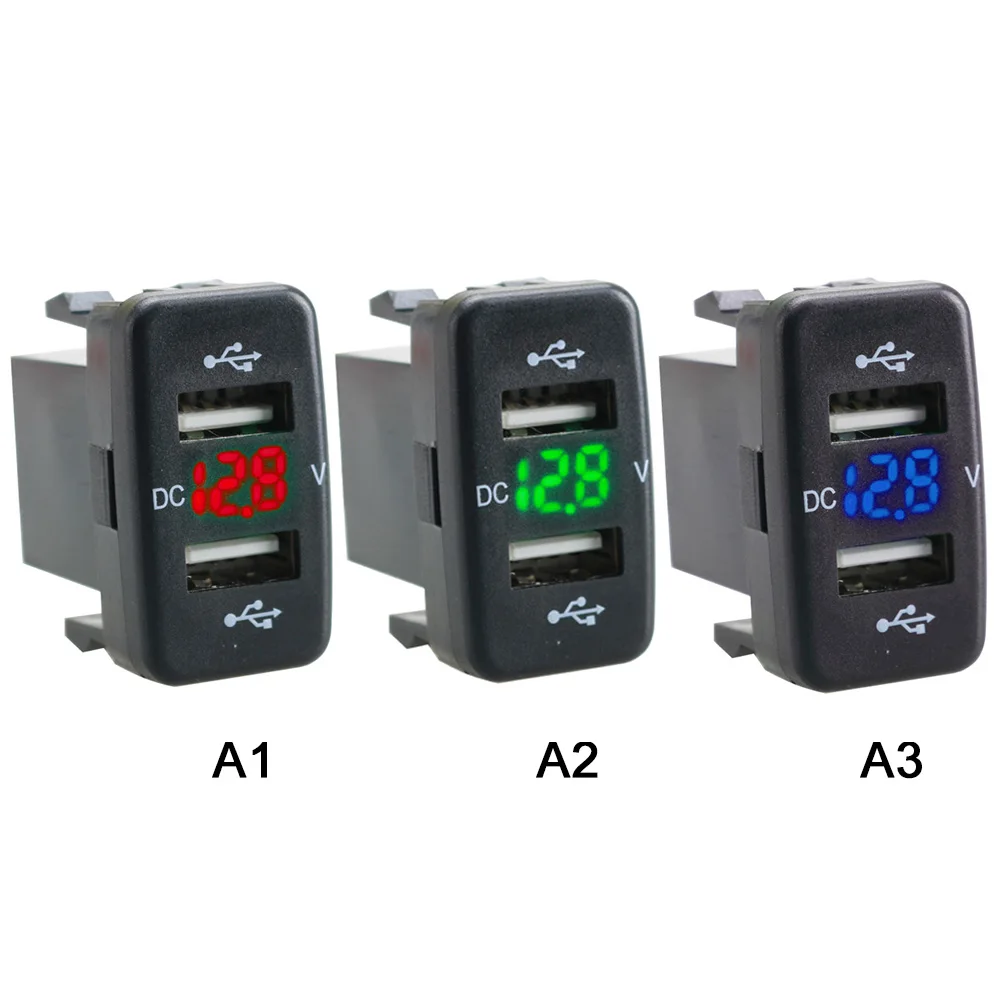 

4.2A Car Charger Socket Dual USB Port Charging Power Indicating ling Outlet for phone LED Display Meter Voltmeter Adapter