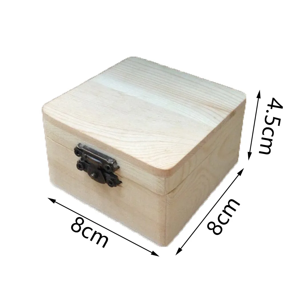 1pc 8*8*4.5cm Wooden Storage Box Plain Natural Wooden Packing Box
