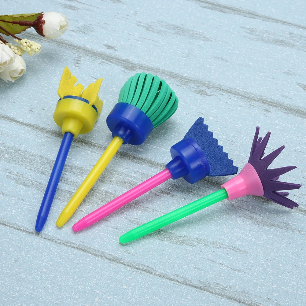 

4pcs/set Rotate Spin Sponge Painting DIY Flower Graffiti Sponge Art Brushes Seal Painting Tool for Kids Supplies Colorful