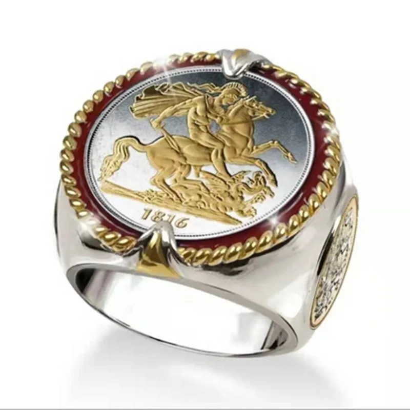

Vintage 1816 Year Without A Summer Warrior Rings Nostalgia Anniversary Rings Motorcycle Party Steampunk Rings for Men Jewelry