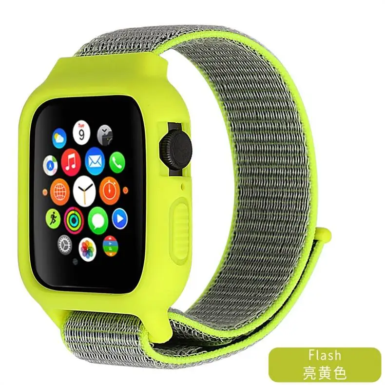 Чехол+ ремешок для часов apple watch band iwatch 5 4 3 pulseira correa apple watch 42 мм 44 мм 38 мм 40 мм нейлоновый браслет+ силиконовый чехол