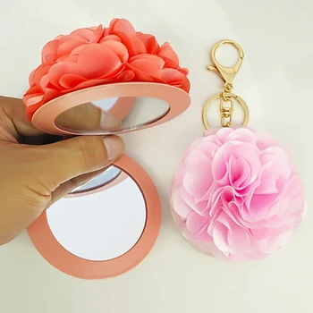 

Women Flower Keychain Mirror Decorative Bag Pendants Charms Key Chains Car Key Accessories Fashion Jewelry Party Gifts Children