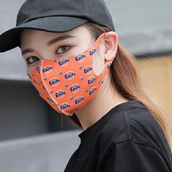 

Popular Summer Sunscreen Ice Silk Print Mask Silk Five Colors Unisex Breathable Dustproof Anti-fog Mask 3D Solid Washable Mask