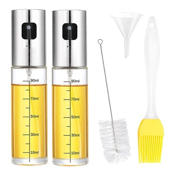 

90ml Olive Oil Sprayer Set 5 in 1 Oil Dispenser Glass Bottle for BBQ Salad Cooking Roasting Grilling Baking 4x17.78cm TB Sale