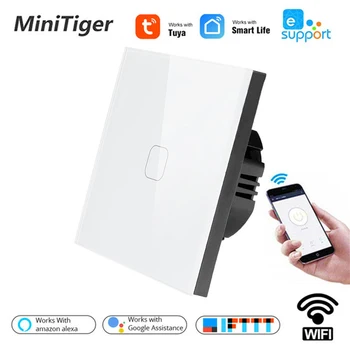 

EU Standard Tuya/Smart Life/ewelink 1/2/3 Gang 1 Way WiFi Wall Light Touch Switch for Google Home Amazon Alexa Voice Control