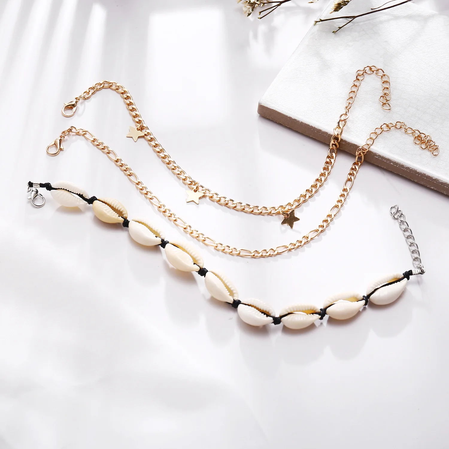 

Europe And America New Style Anklet Creative Retro Bohemian Shell Five-pointed Star Pendant Anklet Suit 3 Pieces